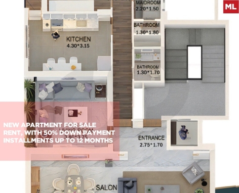 Under Construction Apartment for Sale/50% down payment/TRIPOLI/طرابلس/REF#ML141821