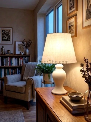 Classic Curved Table Lamp with Fabric Shade — 6
