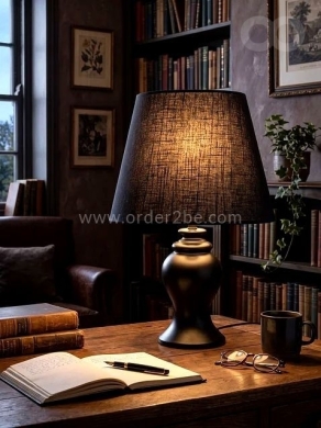 Classic Curved Table Lamp with Fabric Shade — 3