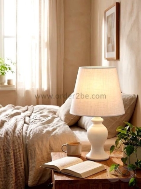 Classic Curved Table Lamp with Fabric Shade — 4