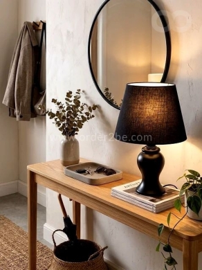 Classic Curved Table Lamp with Fabric Shade — 5