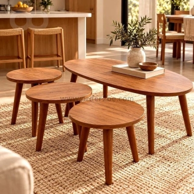 Nesting Table Set with Oval Coffee Table