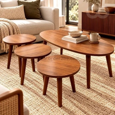 Nesting Table Set with Oval Coffee Table — 2