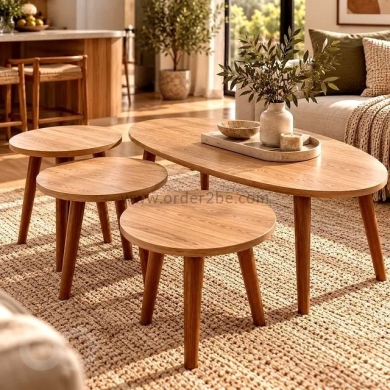Nesting Table Set with Oval Coffee Table — 2
