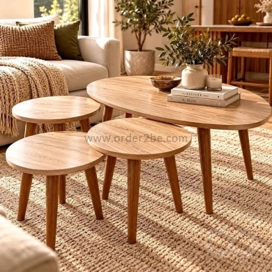 Nesting Table Set with Oval Coffee Table