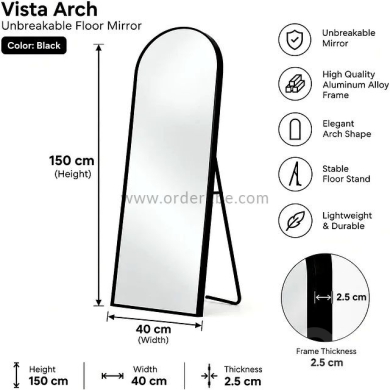 Arch Floor Mirror with Shatter-Resistant Glass — 8