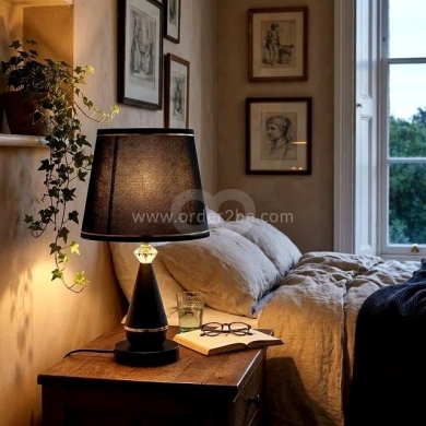 Conical Table Lamp with Gold Trim — 2