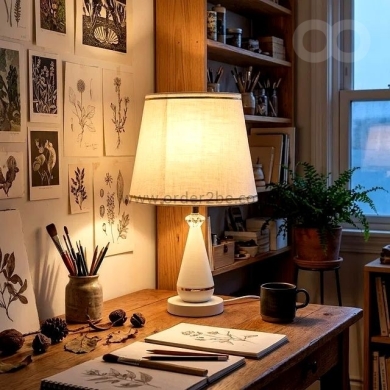 Conical Table Lamp with Gold Trim