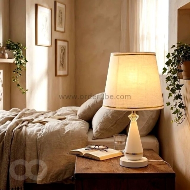 Conical Table Lamp with Gold Trim — 3