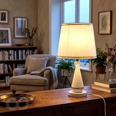 Conical Table Lamp with Gold Trim — 4