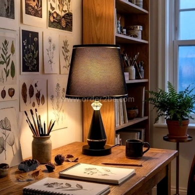 Conical Table Lamp with Gold Trim — 5