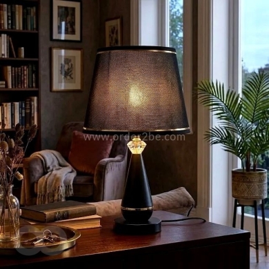 Conical Table Lamp with Gold Trim — 6