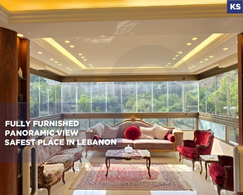 Apartment for rent/ Fully Furnished/Panoramic View/YARZEH-BAABDA/يرزه/REF#KS142060