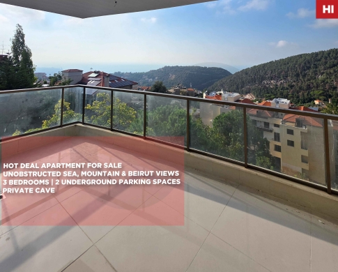EXCLUSIVE// HOT DEAL // UNOBSTRUCTED SEA, MOUNTAIN & BEIRUT CITY VIEWS/BROUMMANA,METN/برمانا/REF#HI142242 !