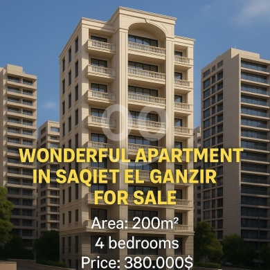 Apartments for sale in sakiet al-janzeer - شقة 190م² على ساقية الجنزير 4 نوم للبيع