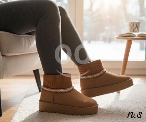 بوتين نسائي شتوي مبطن بالفرو | Women's Fur-Lined Winter Boots - Stylish & Comfortable — 9