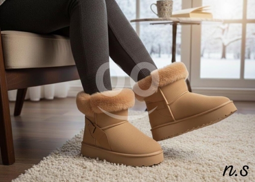 بوتين نسائي شتوي مبطن بالفرو | Women's Fur-Lined Winter Boots - Stylish & Comfortable — 3