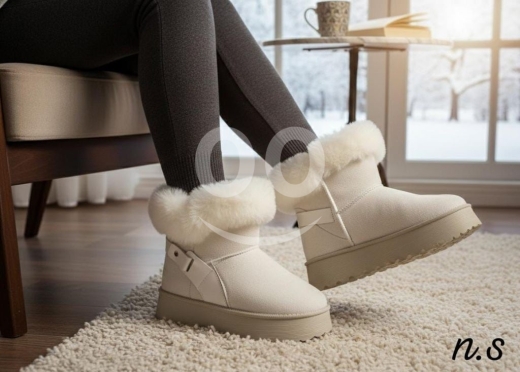 بوتين نسائي شتوي مبطن بالفرو | Women's Fur-Lined Winter Boots - Stylish & Comfortable — 5