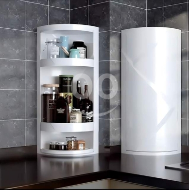 Home & Garden in Bechara El Khoury - 360° Rotating Bathroom Corner Organizer - Sealed Skincare & Makeup Storage Cabinet