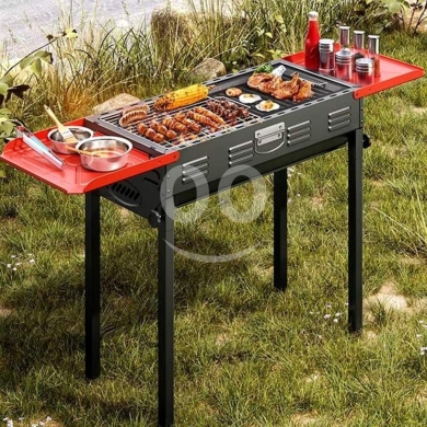Home & Garden in Bechara El Khoury - Portable Charcoal BBQ Grill Station - Foldable Briefcase Design with Prep Shelves