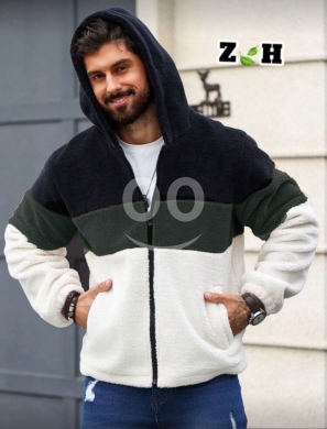جاكيت شتوي رجالي فرو ناعم بتصميم عصري وألوان متدرجة | Men's Faux Fur Winter Zip-Up Jacket — 4
