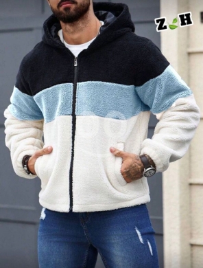 جاكيت شتوي رجالي فرو ناعم بتصميم عصري وألوان متدرجة | Men's Faux Fur Winter Zip-Up Jacket — 2