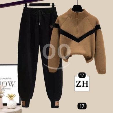 طقم رياضي شتوي أنيق بسحاب - دافئ ومريح | Stylish Women's Winter Tracksuit with Zip — 2