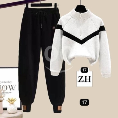 طقم رياضي شتوي أنيق بسحاب - دافئ ومريح | Stylish Women's Winter Tracksuit with Zip — 3