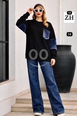 طقم بناتي شتوي مميز: سويت شيرت قطني مع بنطلون جينز | Trendy Girls' Winter Set: Cotton Swe… — 4