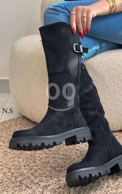بوتين نسائي طويل أسود بتصميم شتوي متين | Premium Durable Black Knee-High Winter Boots — 2