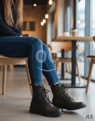 بوتين نسائي أنيق برباط - مجموعة زارا | Elegant Women's Lace-Up Ankle Boots - Zara Collect… — 2