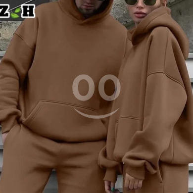 طقم هودي أخضر سادة للجنسين مريح وعصري | Unisex Comfortable Solid Green Hoodie Tracksuit S… — 3