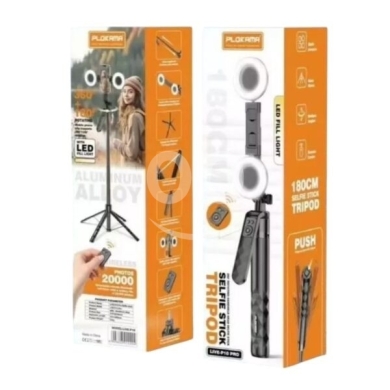 Plokama Live-P10 Pro Selfie Stick Tripod with LED Light & Remote — 4