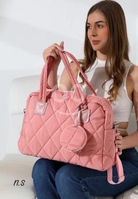 حقيبة يد نسائية مبطنة | Women's High Quality Quilted Fashion Handbag with Round Coin Purse — 3