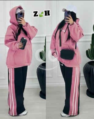 طقم بيجاما نسائي شتوي فليس مصوف بتصميم سبور عصري | Women's Fleece Winter Sporty Tracksuit… — 6