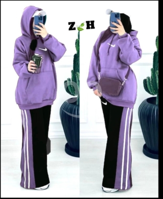 طقم بيجاما نسائي شتوي فليس مصوف بتصميم سبور عصري | Women's Fleece Winter Sporty Tracksuit… — 3