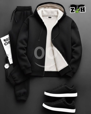 الملابس، الأحذية والزينة في أبو سمرا - بيجاما رجالي قطن ثقيل مبطنة فرو دافئ | Men&#039;s Heavy Cotton Fleece-Lined Warm Winter Tracksuit