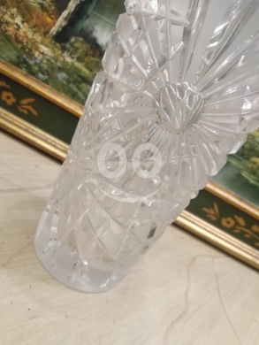 فاز كريستال ألماني أنتيك بزخارف هندسية | Antique German Crystal Vase with Geometric Engra… — 2