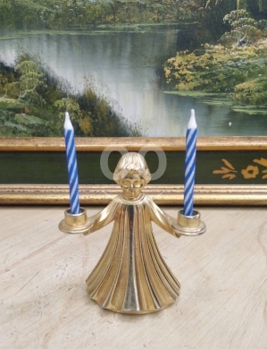 حامل شموع نحاس إيطالي أنتيك شكل ملاك | Antique Italian Brass Angel Cherub Candle Holder — 3