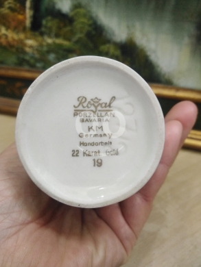 فاز بورسلان ألماني ملكي بافاريا مذهب 22 قيراط | Antique Royal Bavaria German Porcelain Va… — 2