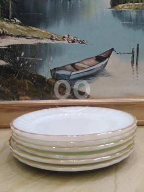 Antiques & Collectibles in Basatin Tripoli - طقم صحون أوبالين أمريكي أنتيك مذهب عدد 6 | Set of 6 Antique USA Opaline Gilded Plates
