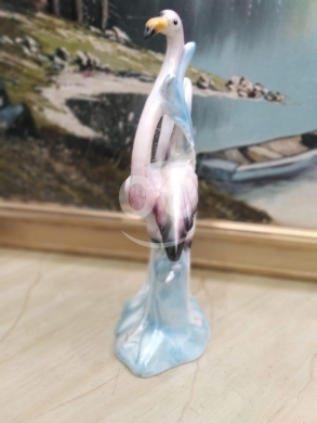 تمثال بورسلان أوروبي أنتيك طيور الفلامينغو | Antique European Porcelain Flamingo Figurine — 3