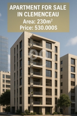 Apartments for sale in Clemenceau - شقة 230م² للبيع في كليمنصو ب 530 ألف $