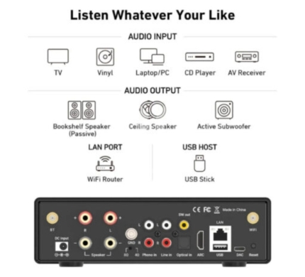أريليك H50 مضخم صوت لاسلكي ذكي 50 واط مع HDMI ARC | Arylic H50 Wireless Streaming Amplifi… — 2