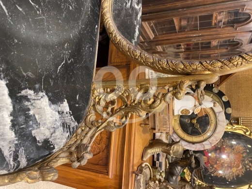 طاولة كونسول لويس فرنسية أنتيك برونز مع رخام أسود | Antique French Louis Console Table Br… — 3