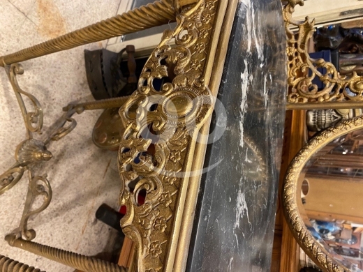 طاولة كونسول لويس فرنسية أنتيك برونز مع رخام أسود | Antique French Louis Console Table Br… — 4