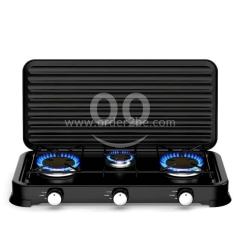 5.4kW Heavy Duty Triple Burner Gas Stove with Steel Windbreak Lid