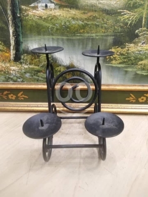 شمعدان فيرفورجيه أنتيك شغل يدوي | Antique Handcrafted Wrought Iron (Fer Forgé) Candlestick — 3