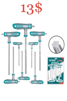 DIY Tools & Materials in Tripoli - طقم مفاتيح توركس (نجمة) يد حرف T توتال 8 قطع - جودة احترافية وشاملة