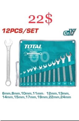 Outils et matériaux de bricolage dans Tripoli - طقم مفاتيح (سبانة) مشرشر وعادي توتال 12 قطعة - كروم فانديوم للاستخدام الصناعي